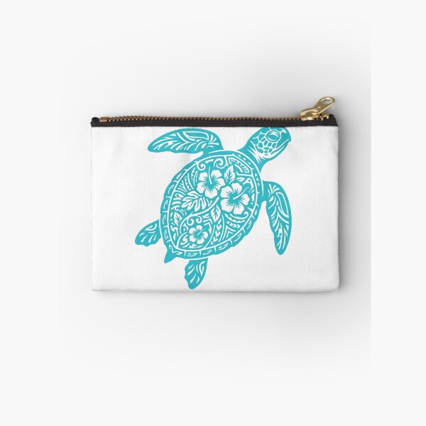 Item preview, Tribal Sea Turtle with Hibiscus Flowers - Hawaiian Honu Teal designed and sold by raedattia.
