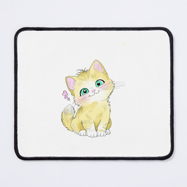 Item preview, Cute Kitten with Green Eyes and Hearts Illustration designed and sold by DreamyBrushArt.