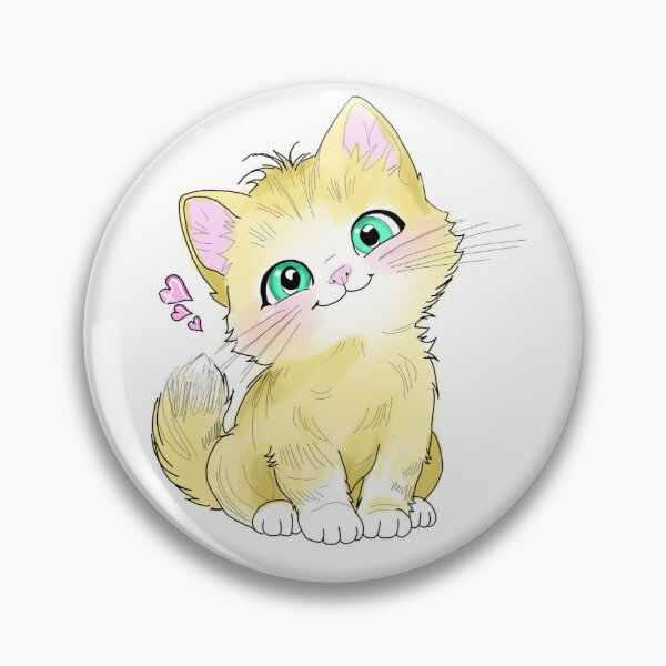 Item preview, Cute Kitten with Green Eyes and Hearts Illustration designed and sold by DreamyBrushArt.