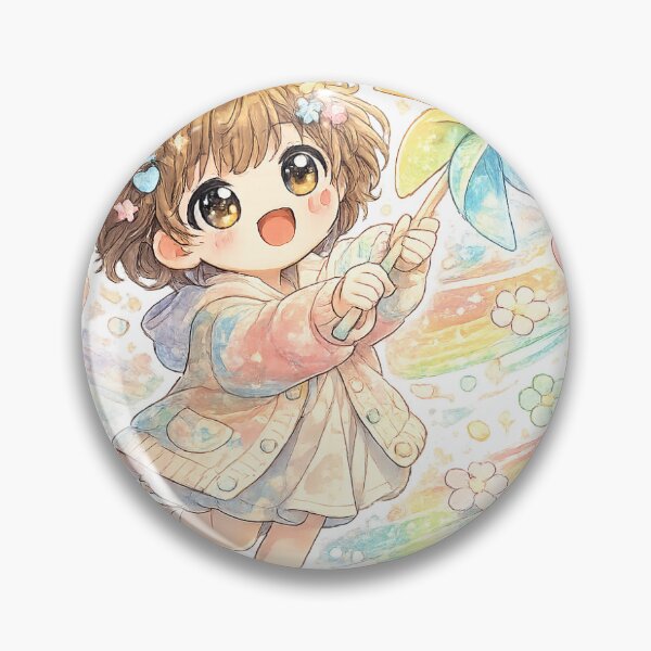 Item preview, Rainbow Pinwheel Chibi Girl – Cute Kawaii Sticker designed and sold by blossomfun.