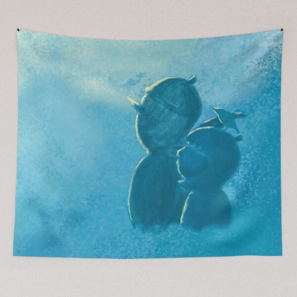 Item preview, Blue silhouettes of three friends designed and sold by greenPQBstudio.