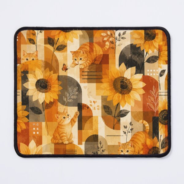 Item preview, Sunflower Gingerboi Geometric Botanical Cat Pattern designed and sold by Mindworx21.