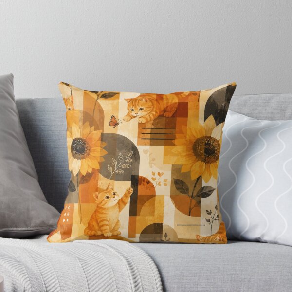 Item preview, Sunflower Gingerboi Geometric Botanical Cat Pattern designed and sold by Mindworx21.