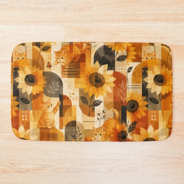Item preview, Sunflower Gingerboi Geometric Botanical Cat Pattern designed and sold by Mindworx21.