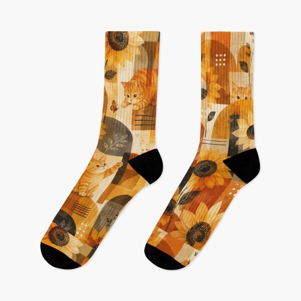Item preview, Sunflower Gingerboi Geometric Botanical Cat Pattern designed and sold by Mindworx21.