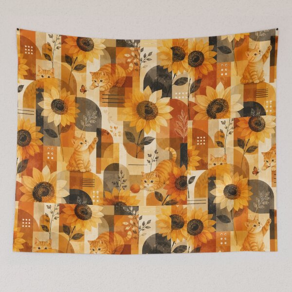 Item preview, Sunflower Gingerboi Geometric Botanical Cat Pattern designed and sold by Mindworx21.