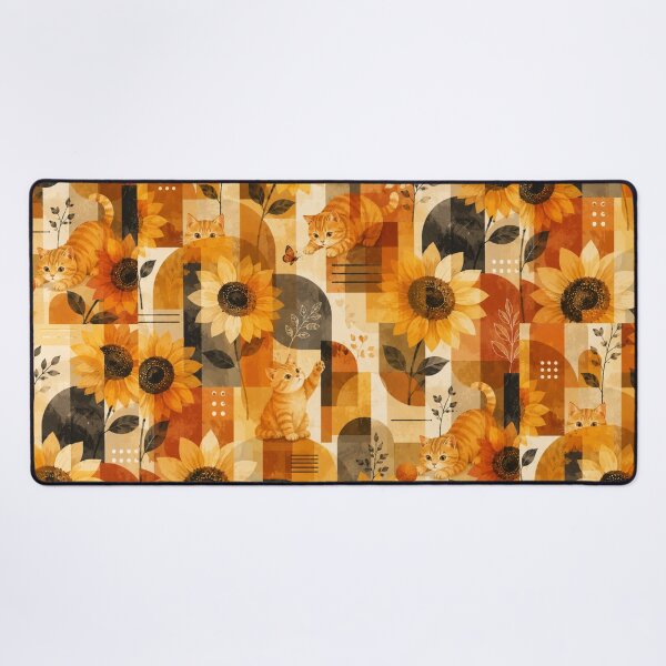 Item preview, Sunflower Gingerboi Geometric Botanical Cat Pattern designed and sold by Mindworx21.