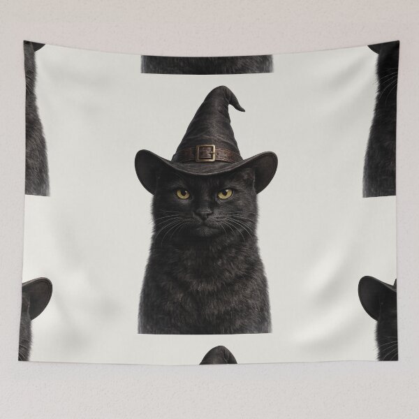 Item preview, Black Cat Wearing Witch Hat Portrait designed and sold by BagFactoryUK.