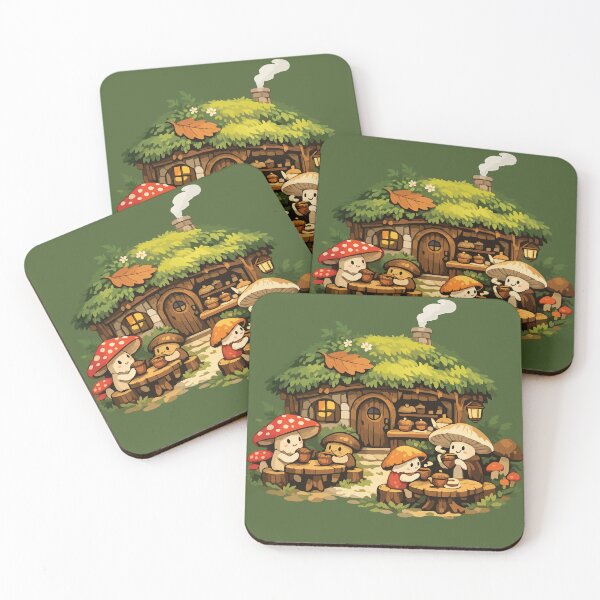 Item preview, Cozy Mushroom Cottage Café Cute Forest Friends designed and sold by SimplePoDesign.