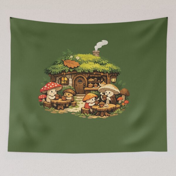 Item preview, Cozy Mushroom Cottage Café Cute Forest Friends designed and sold by SimplePoDesign.