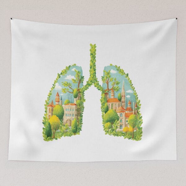 Item preview, Eco City Lungs Vintage Botanical Anatomy Architecture Nature Tree Streetwear Graphic designed and sold by DesignArtist.ia.