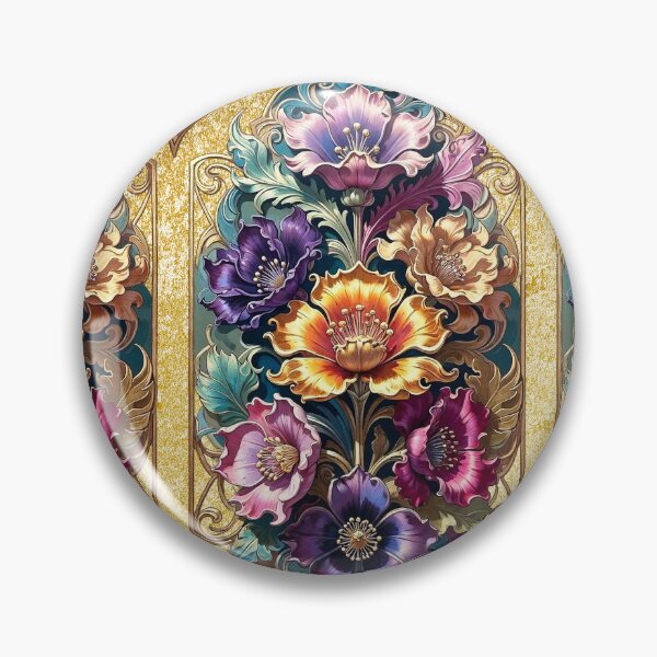 Item preview, Colorful Floral Pattern with Gold Ornaments designed and sold by behappyandrelax.