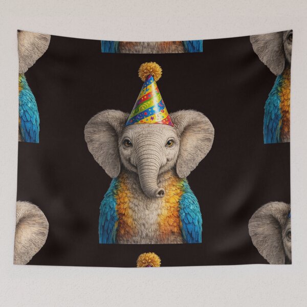 Item preview, Happy Baby Elephant Birthday Party Portrait designed and sold by BagFactoryUK.