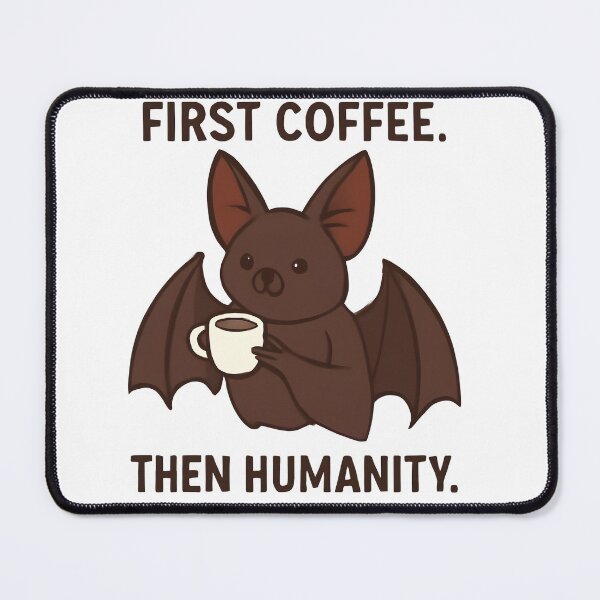 Item preview, First Coffee, Then Humanity – Cute Coffee Bat | Funny Coffee Lover Halloween Design designed and sold by KAM-KAM-STORE.