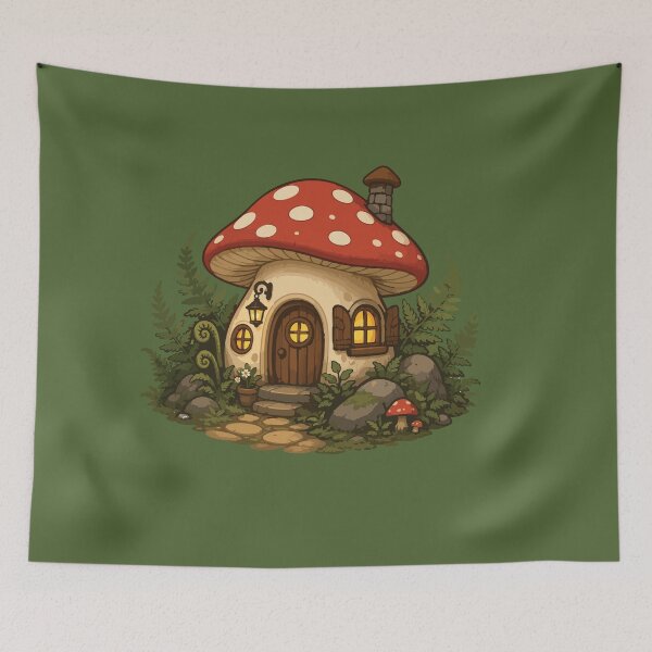Item preview, Cozy Mushroom House Cottagecore Fantasy Forest designed and sold by SimplePoDesign.