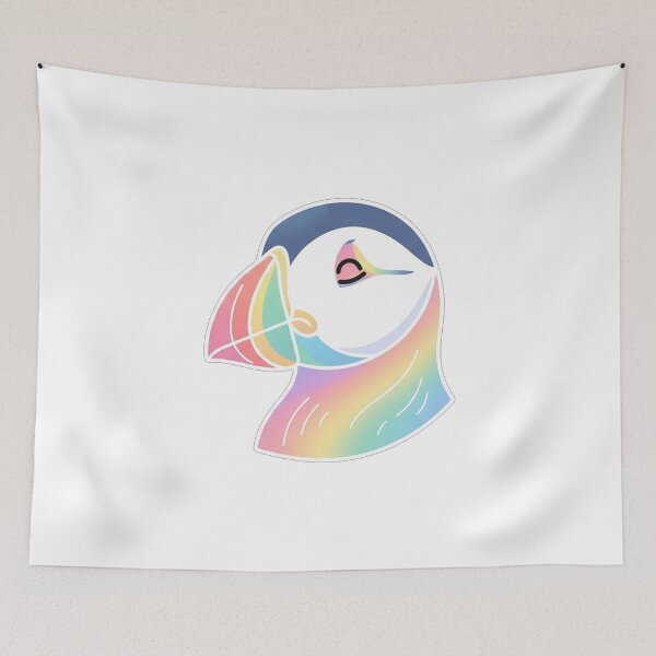 Item preview, Colorful Rainbow Puffin Bird Minimalist Portrait designed and sold by Owcomm.