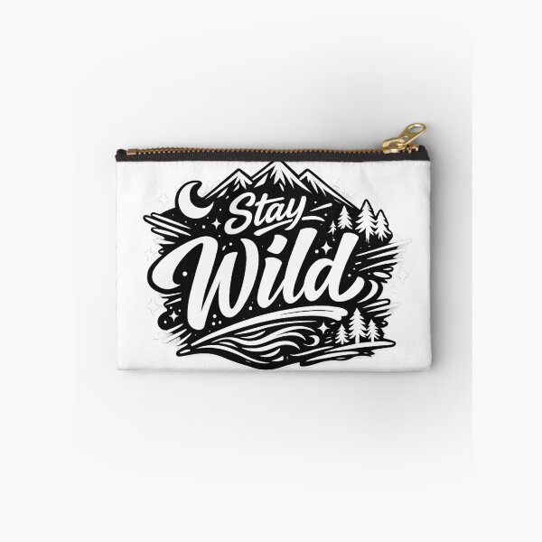 Item preview, Stay Wild Mountain Adventure White Line Art T-Shirt Design designed and sold by SketchPalet.