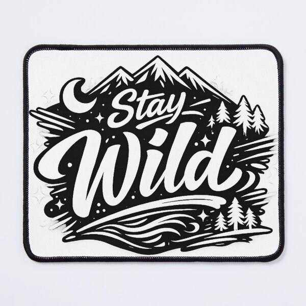 Item preview, Stay Wild Mountain Adventure White Line Art T-Shirt Design designed and sold by SketchPalet.