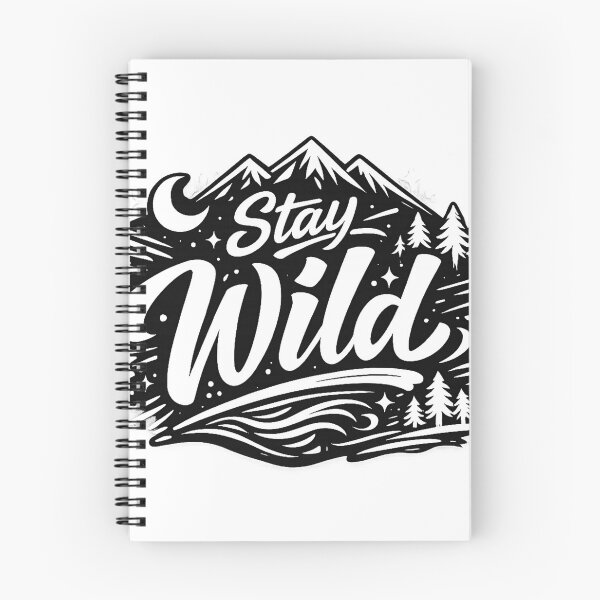 Item preview, Stay Wild Mountain Adventure White Line Art T-Shirt Design designed and sold by SketchPalet.