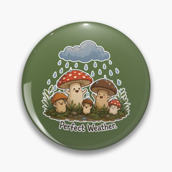 Item preview, Perfect Weather Cute Happy Mushrooms Rain Lover designed and sold by SimplePoDesign.