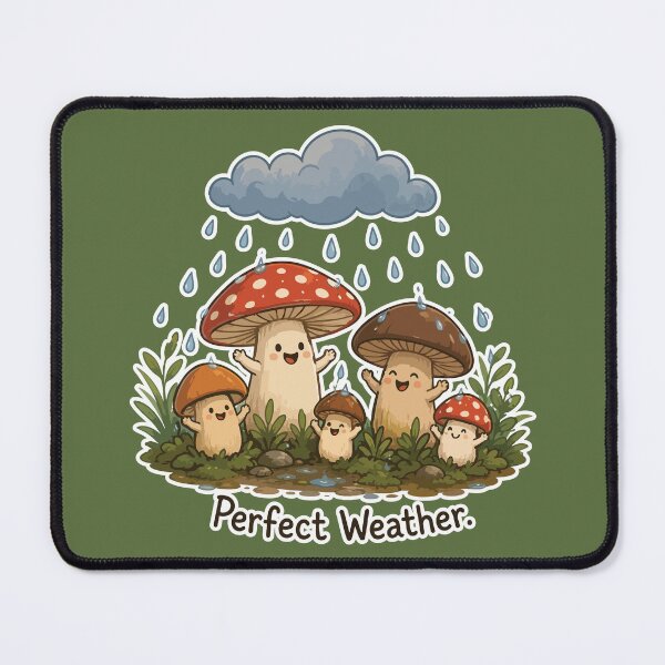 Item preview, Perfect Weather Cute Happy Mushrooms Rain Lover designed and sold by SimplePoDesign.