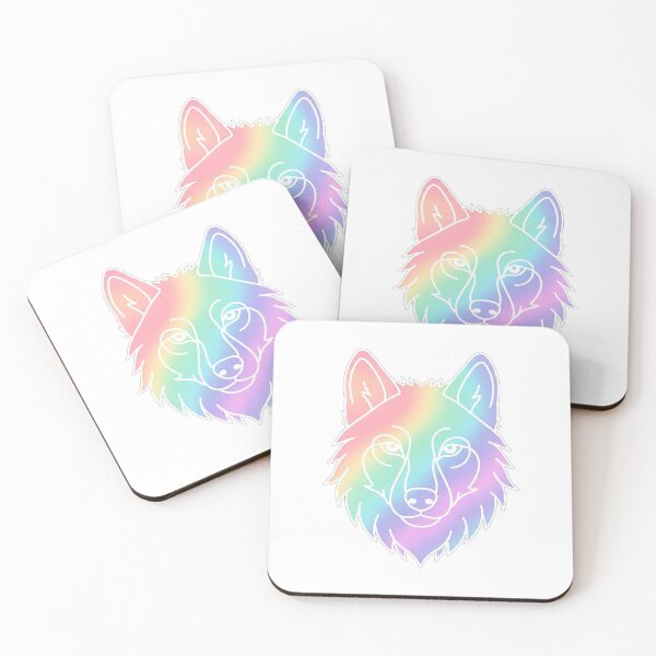 Item preview, Rainbow Wolf Minimalist Line Art Portrait designed and sold by Owcomm.