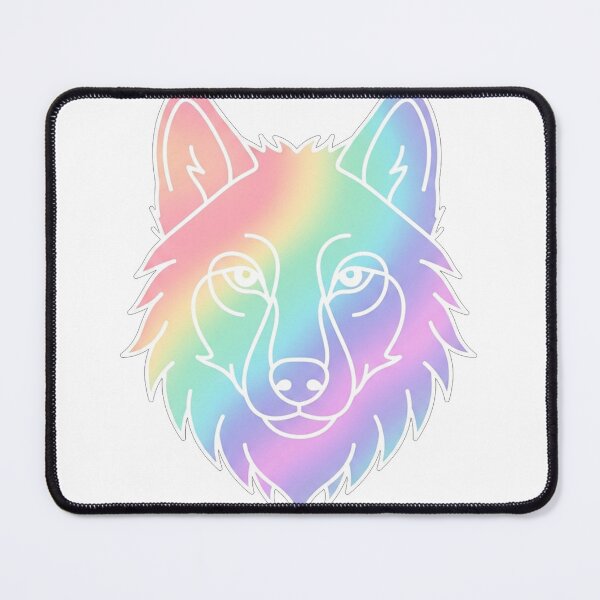 Item preview, Rainbow Wolf Minimalist Line Art Portrait designed and sold by Owcomm.