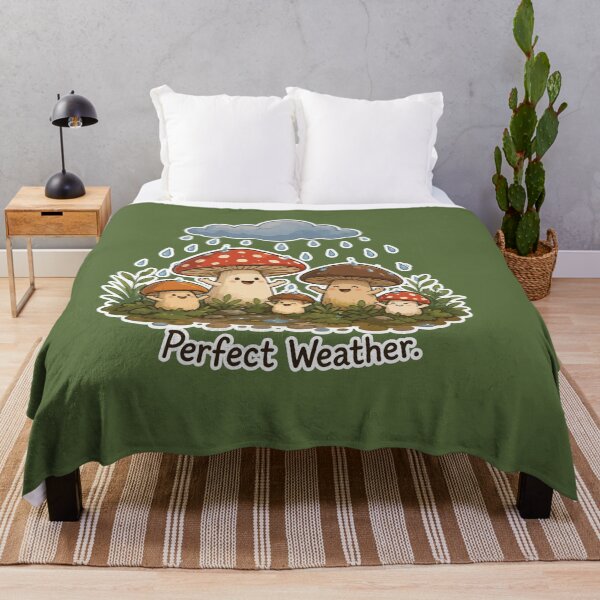 Item preview, Perfect Weather Cute Happy Mushrooms Rain Lover designed and sold by SimplePoDesign.