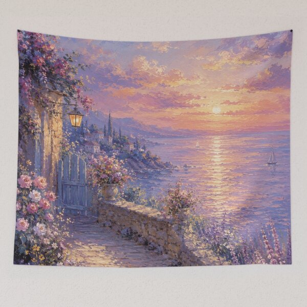 Item preview, Mediterranean Coastal Sunset Painting designed and sold by 0606PM.
