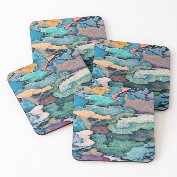 Item preview, Fluid Abstract Ocean - Liquid Marbling in Pastel and Turquoise Colors designed and sold by RAYBIL.