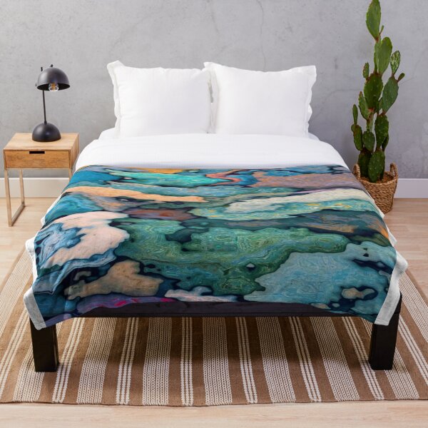 Artikelvorschau, Fluid Abstract Ocean – Flüssige Marmorierung in Pastell- und Türkisfarben entworfen und verkauft von RAYBIL.