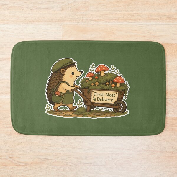 Item preview, Fresh Moss Delivery Cute Hedgehog Mushroom designed and sold by SimplePoDesign.