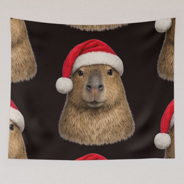Item preview, Cute Capybara Wearing Santa Hat Portrait designed and sold by BagFactoryUK.