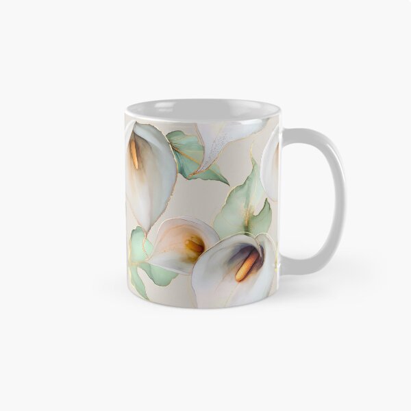 Item preview, Elegant Calla Lily Floral Gold Alcohol Ink Pattern designed and sold by Floraphoria.