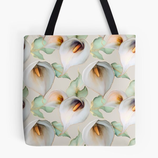 Item preview, Elegant Calla Lily Floral Gold Alcohol Ink Pattern designed and sold by Floraphoria.