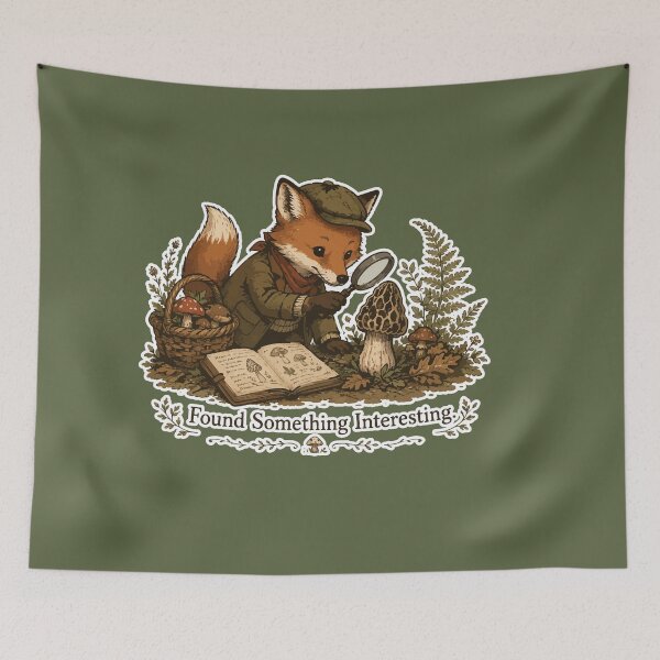 Item preview, Found Something Interesting Cute Fox Mushroom Foraging designed and sold by SimplePoDesign.