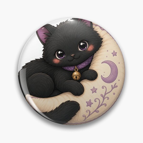 Item preview, Black Cat On A Moon Pillow designed and sold by The-Art-of-D.