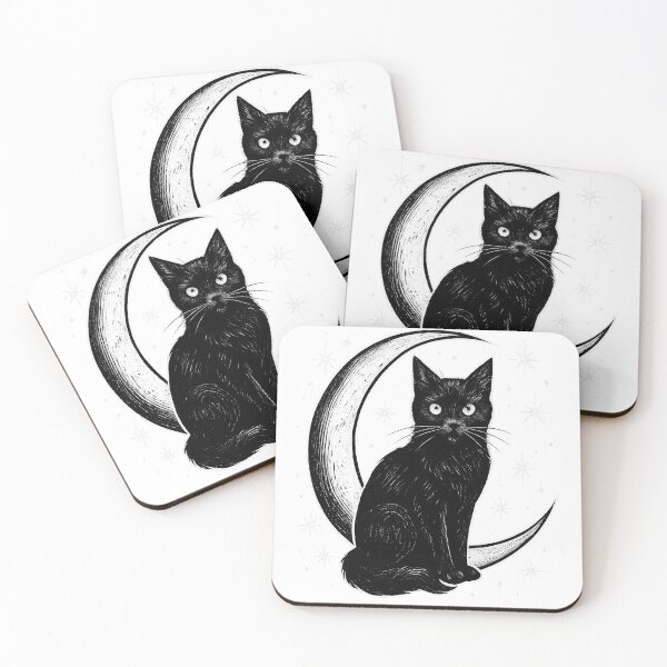 Item preview, Black Cat Moon Celestial Witchy Aesthetic Gothic Cat Design Sticker & T-Shirt designed and sold by Cat-astrophes.