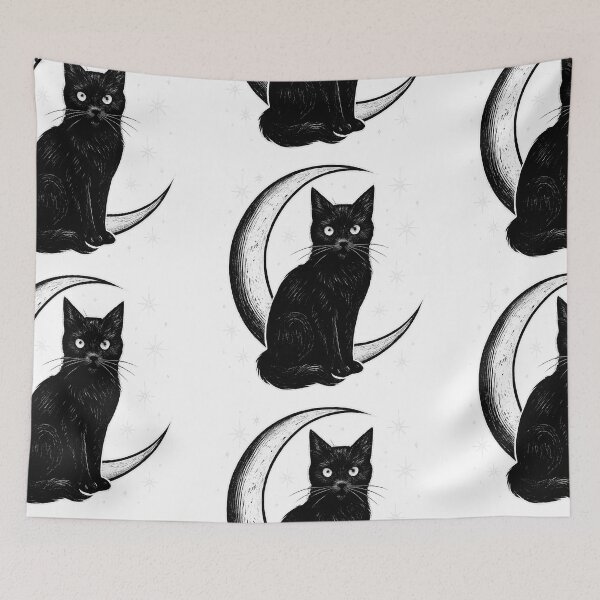 Item preview, Black Cat Moon Celestial Witchy Aesthetic Gothic Cat Design Sticker & T-Shirt designed and sold by Cat-astrophes.