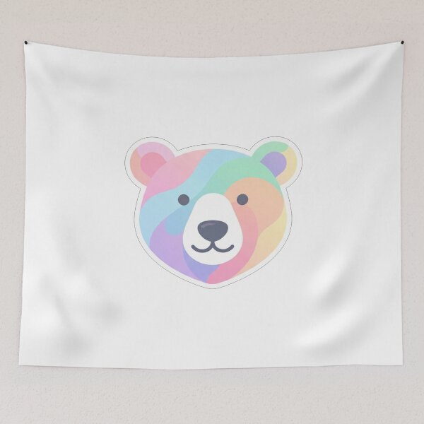 Item preview, Colorful Pastel Bear Face Minimal Illustration designed and sold by Owcomm.