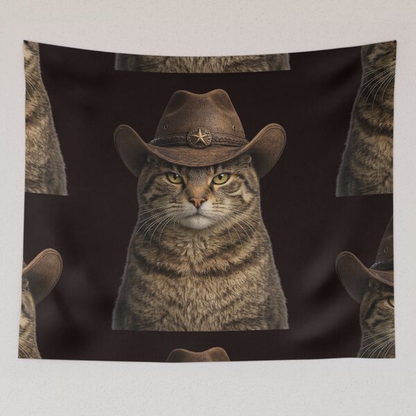 Item preview, Cowboy Cat Wearing Western Hat Portrait designed and sold by BagFactoryUK.