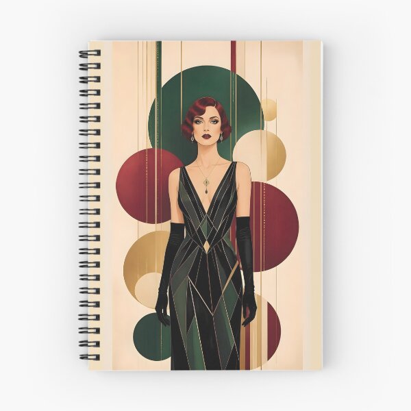Item preview, Elegant 1920s Flapper Woman with burgundy red hair in Modern Graphic Style designed and sold by Lucia Amaris Art.
