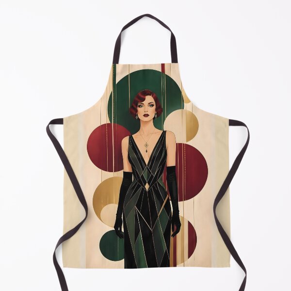 Item preview, Elegant 1920s Flapper Woman with burgundy red hair in Modern Graphic Style designed and sold by Lucia Amaris Art.