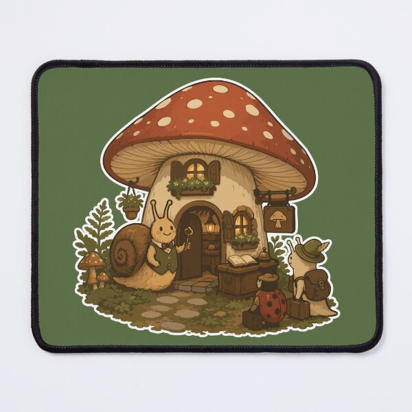 Item preview, Cute Snail Inn Mushroom House Cottagecore designed and sold by SimplePoDesign.