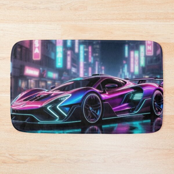 Item preview, Cyberpunk Neon Supercar Synthwave Poster designed and sold by Nexus Space.