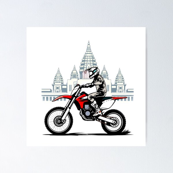 Item preview, Dirt Bike Rider at Temple | Motocross Adventure Art designed and sold by T-domain.