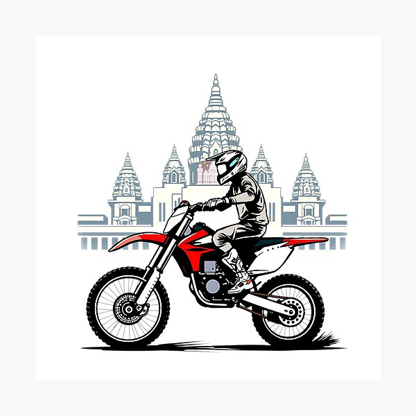 Item preview, Dirt Bike Rider at Temple | Motocross Adventure Art designed and sold by T-domain.