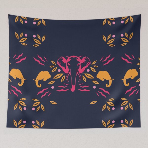 Item preview, Elephants on Blue designed and sold by The Painted Lamb.