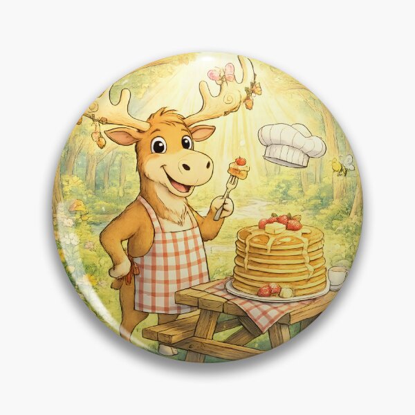 Item preview, Chef Moose Pancake Breakfast | Whimsical Woodland Kitchen Art designed and sold by Clothes With Smiling Animals Walt Gral.