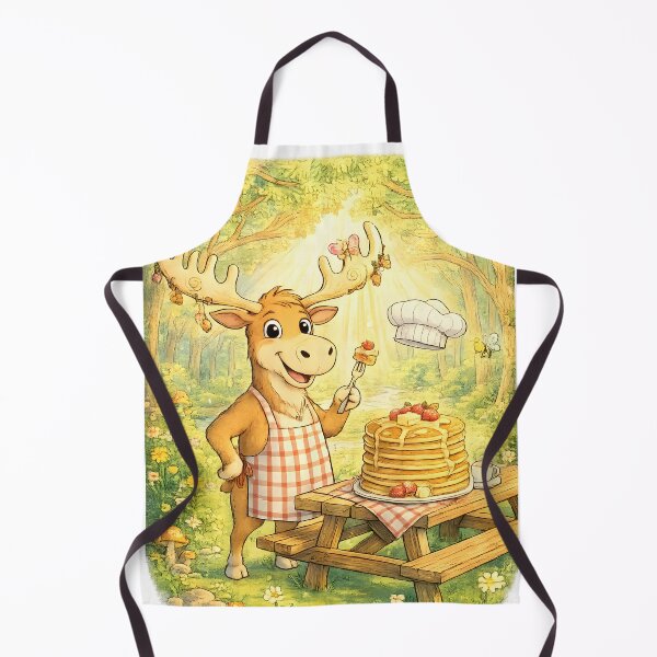 Item preview, Chef Moose Pancake Breakfast | Whimsical Woodland Kitchen Art designed and sold by Clothes With Smiling Animals Walt Gral.